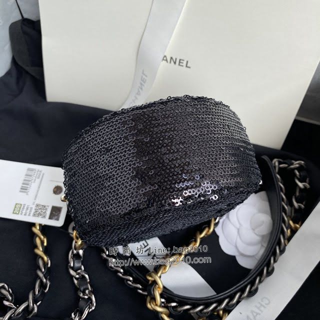 Chanel女包 香奈兒專櫃最新款亮片圓餅小挎包 Chanel大菱格粗鏈條女包 AP0945  djc4056
